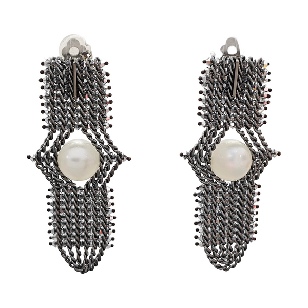 Metal Gray Clip On Earrings