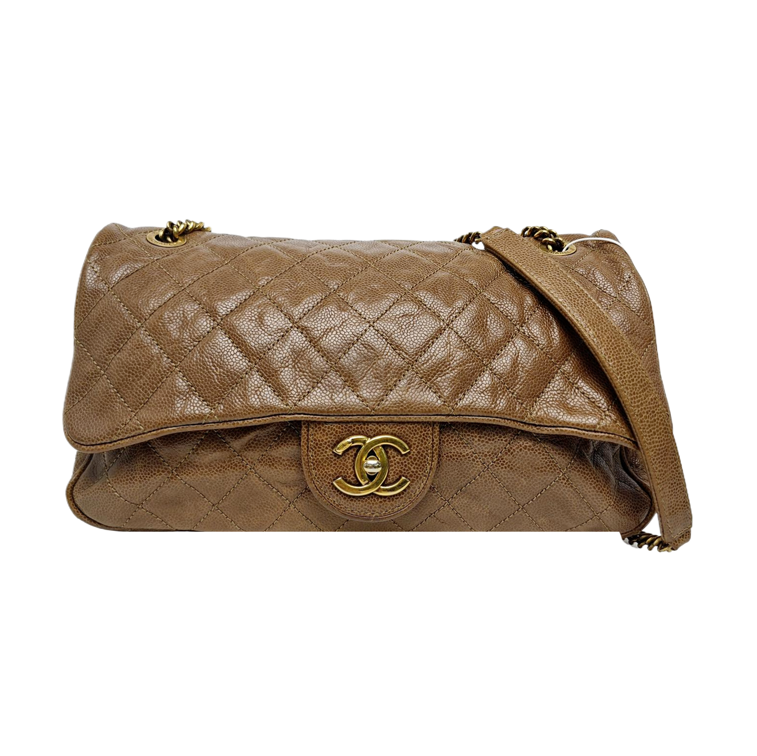 Quilted Calfskin Shoulder Bag Brown