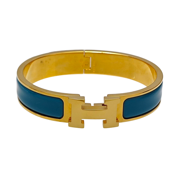 Clic H Metal Blue Bangle