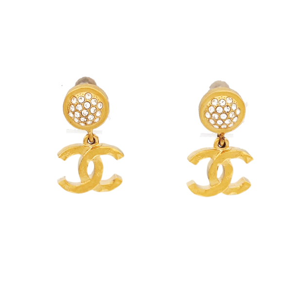 CC Logo Metal Gold Stud Earrings