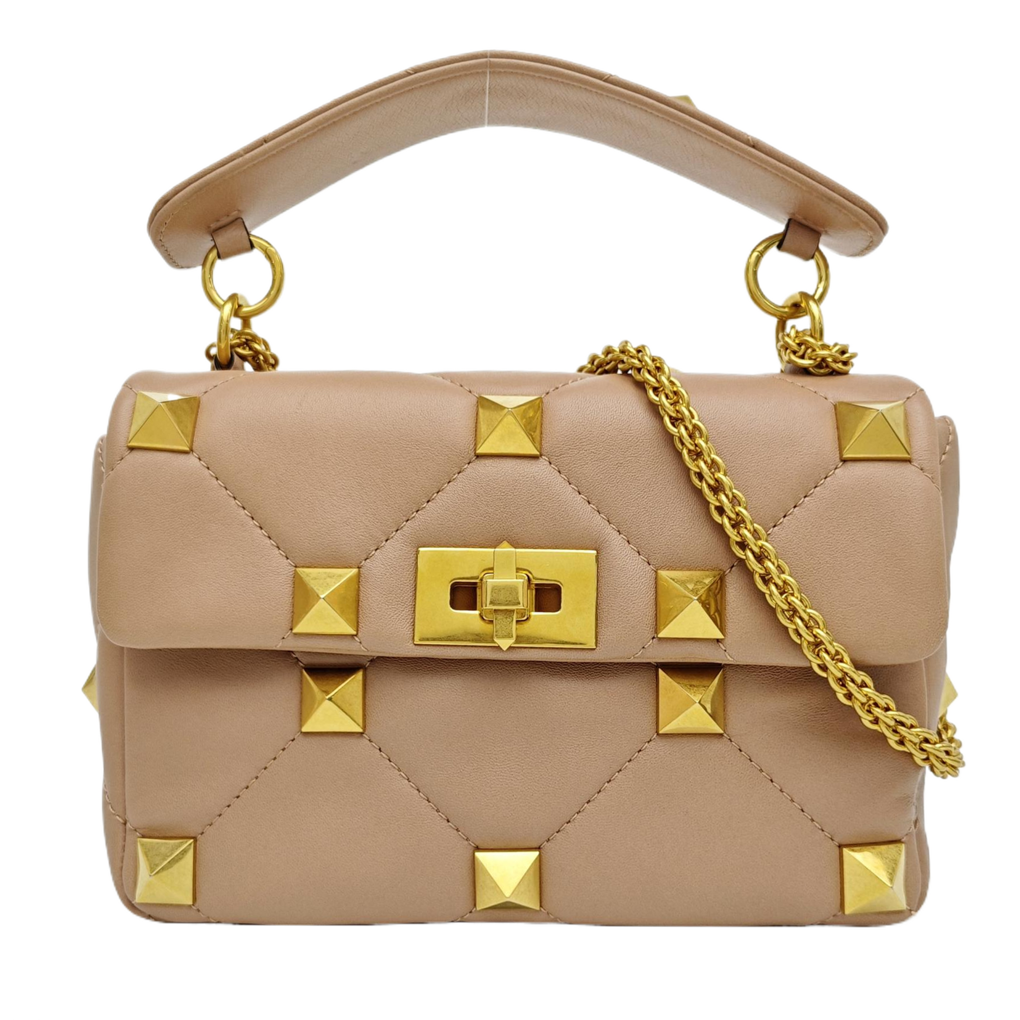 Roman Stud Quilted Lambskin Pink