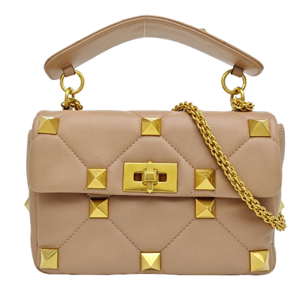 Roman Stud Quilted Lambskin Pink