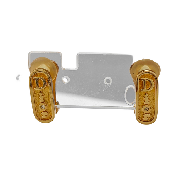 Dog Tag Metal Gold Clip On Earrings