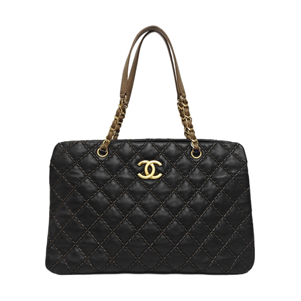 Quilted Calfskin Tote Bag Black