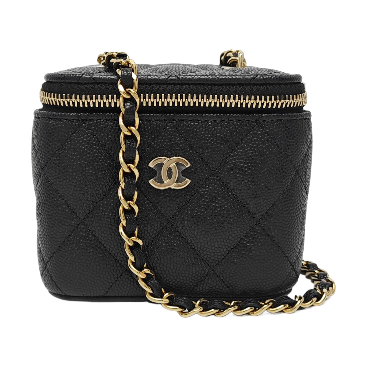 VANITY CASE Mini Quilted Grained Calfskin Black