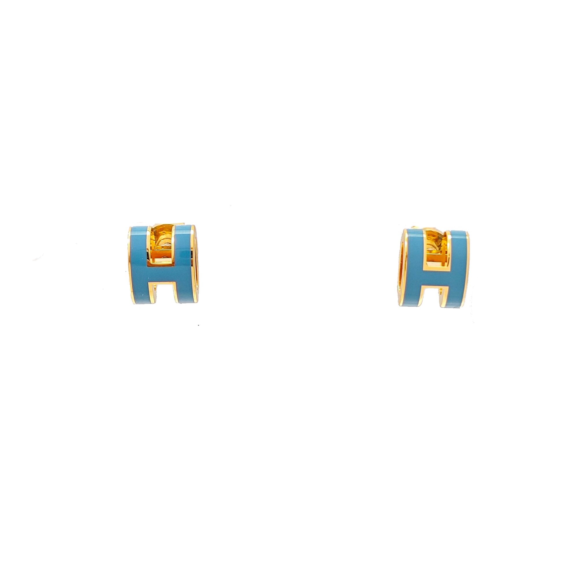Pop H Metal Blue Stud Earrings