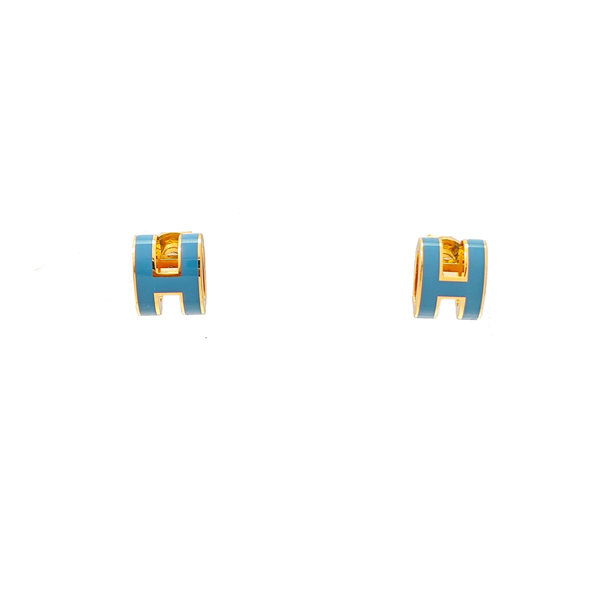 Pop H Metal Blue Stud Earrings