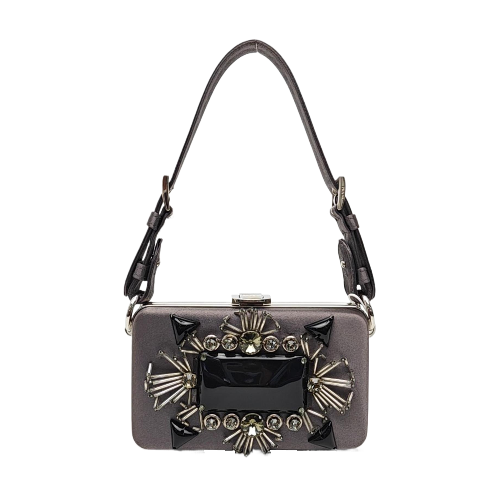 Silk Satin Top Handle Bag Gray