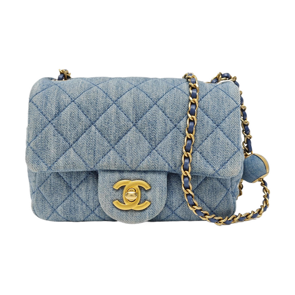 CLASSIC FLAP Mini Quilted Denim Blue