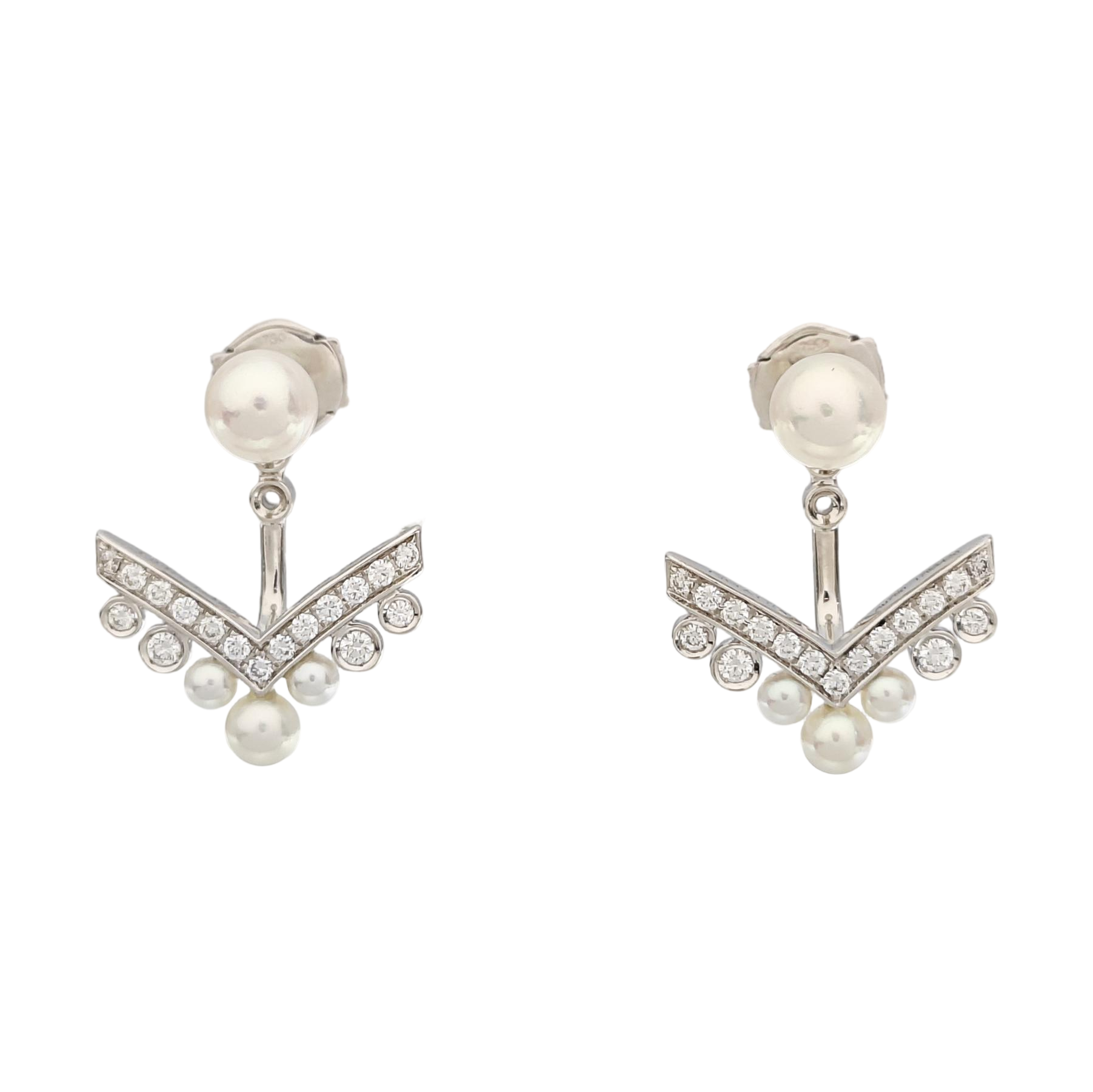 Joséphine Aigrette 18k White Gold Silver Stud Earrings