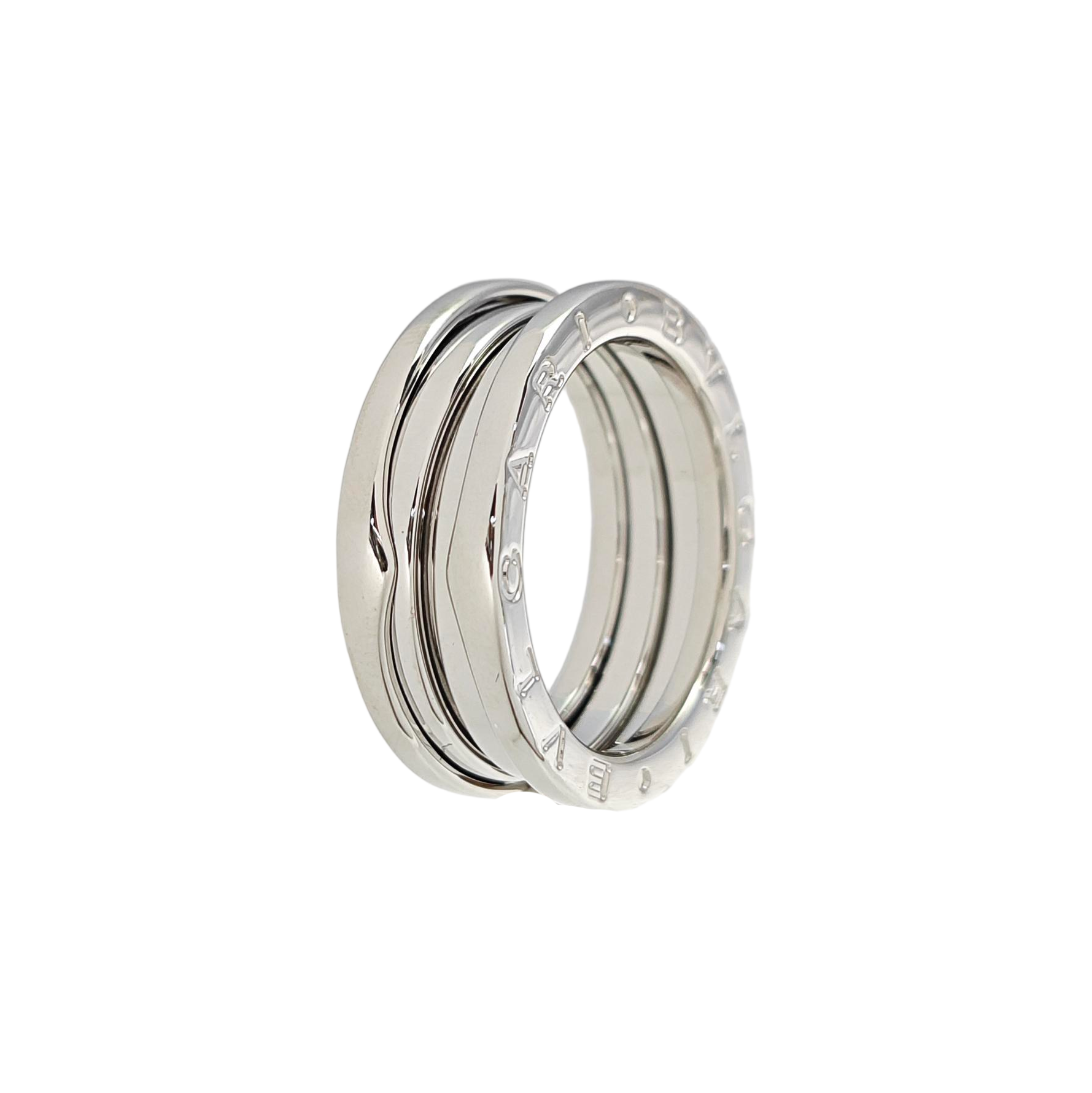 B.ZERO1 18k White Gold Silver Ring EU 54