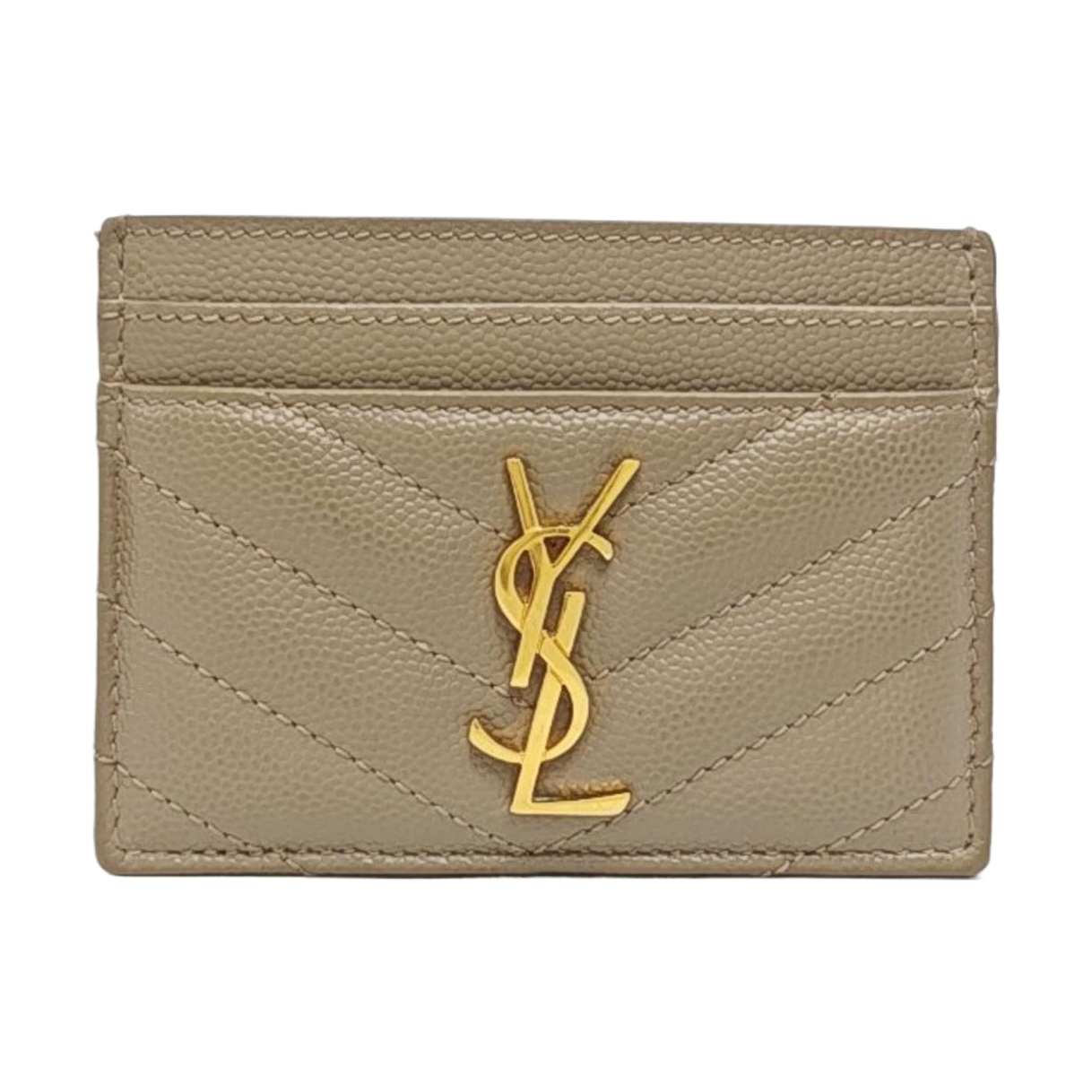 MONOGRAM Chevron Calfskin Beige Card Holder