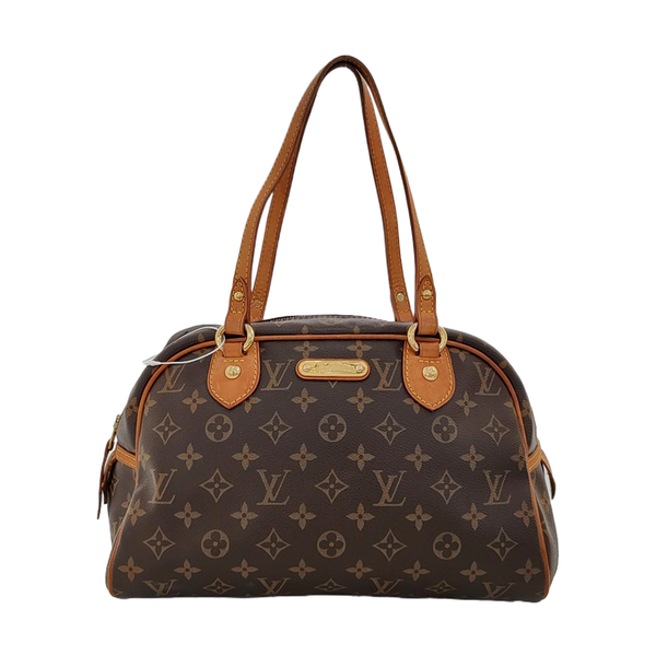 MONTORGUEI PM Monogram Coated Canvas Brown
