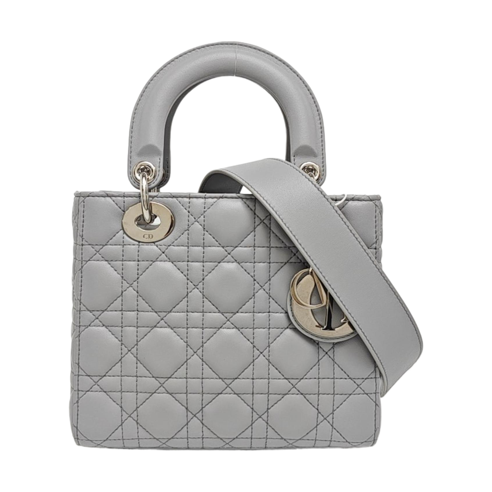 Lady Dior Small Cannage Lambskin Gray