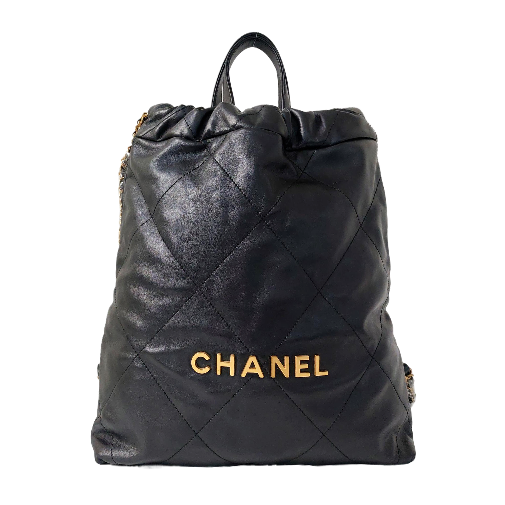 CHANEL 22 Piel de becerro acolchada pequeña negra