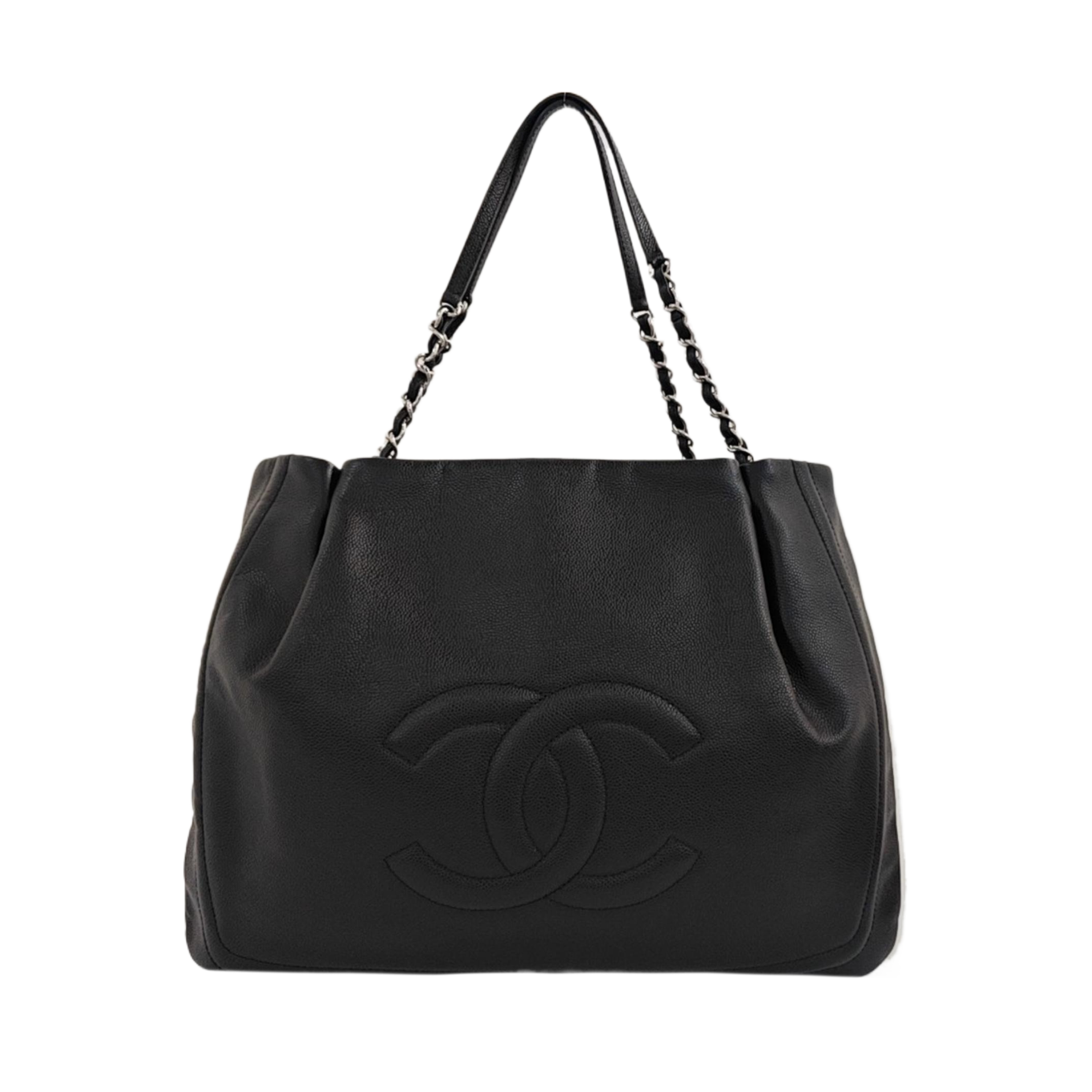 Grained Calfskin Tote Bag Black