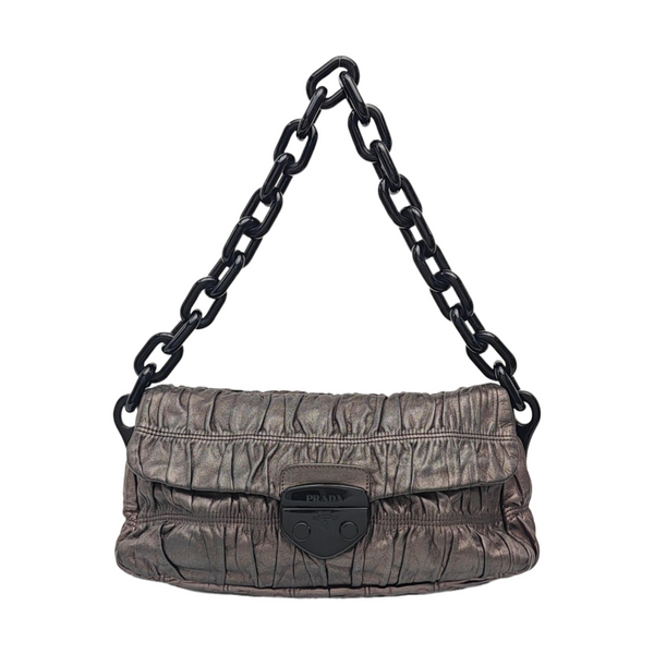 Quilted Lambskin Shoulder Bag Gray