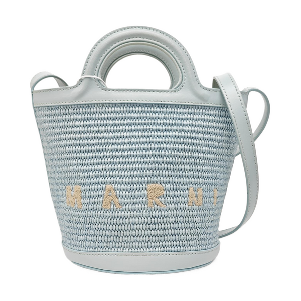 Straw Bucket Bag Blue
