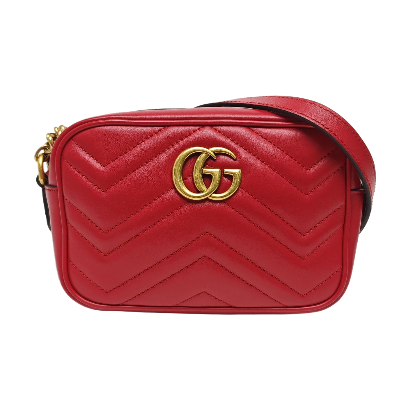 GG Marmont Super Mini Quilted Calfskin Red