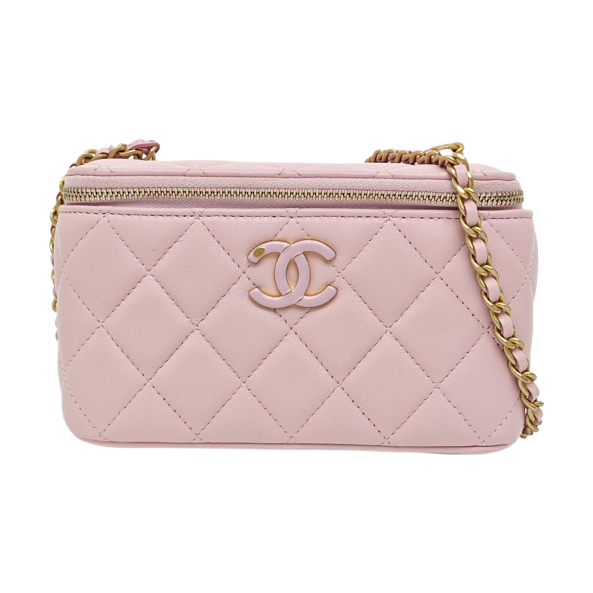 VANITY CASE Small Quilted Lambskin Pink