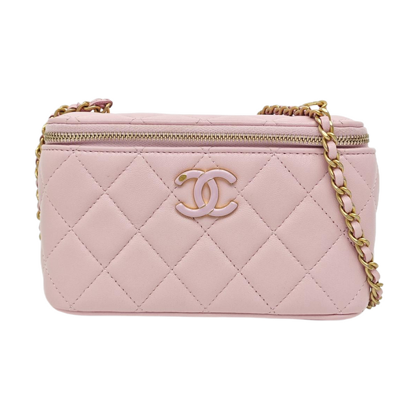 VANITY CASE Small Quilted Lambskin Pink
