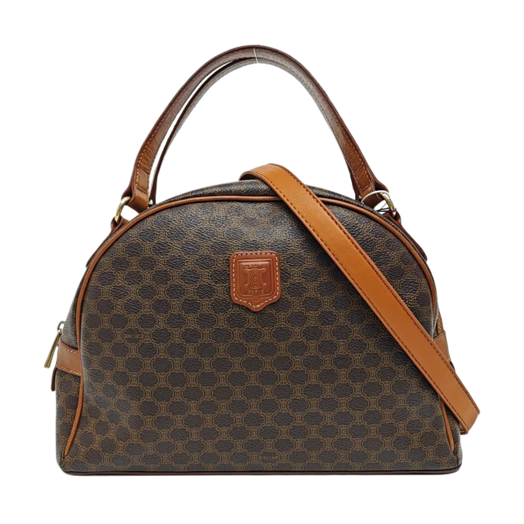 Coated Canvas Top Handle Bag Brown