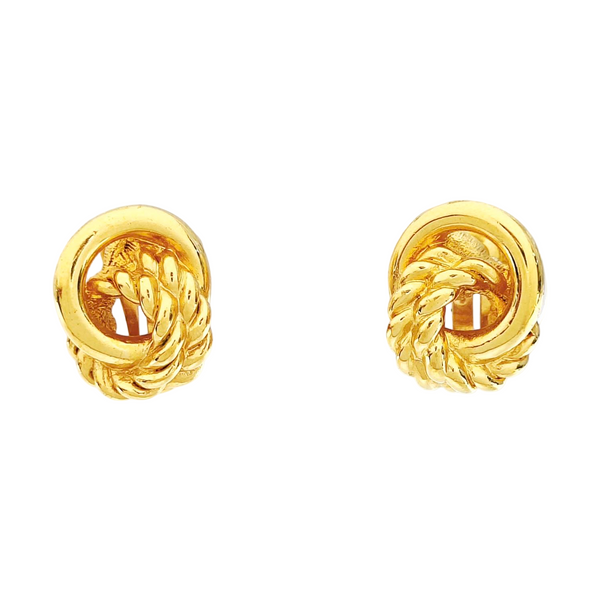 Twist Round Metal Gold Clip On Earrings