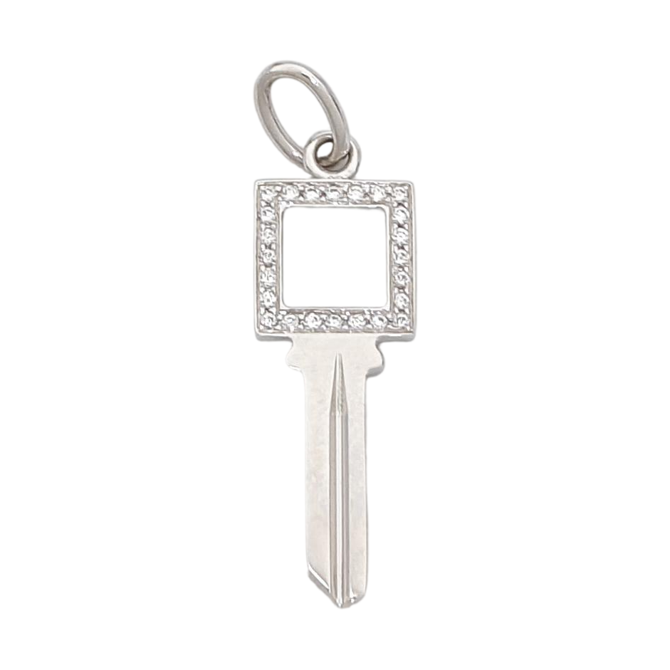 Tiffany Keys 18k White Gold Silver Pendant