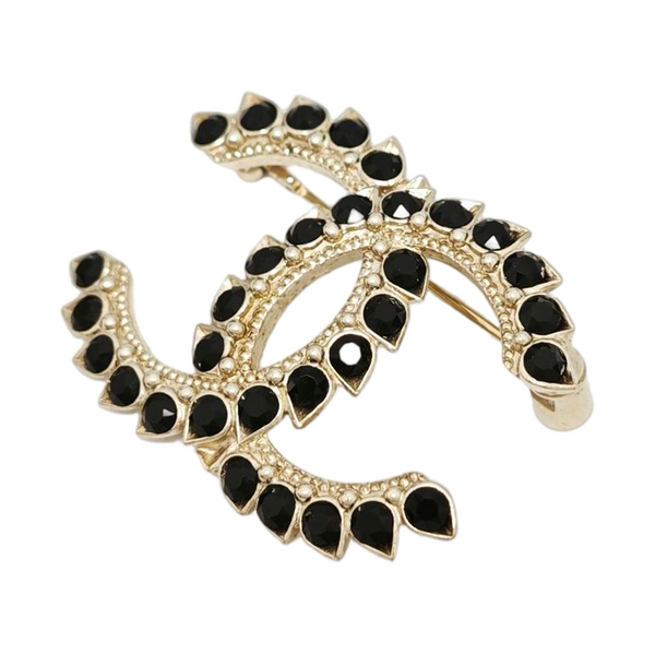 CC Logo Metal Gold Brooch