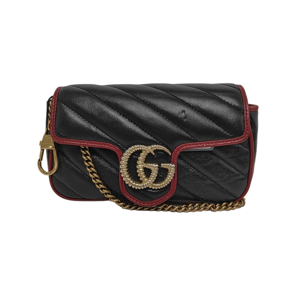 GG Marmont Super Mini Quilted Calfskin Black