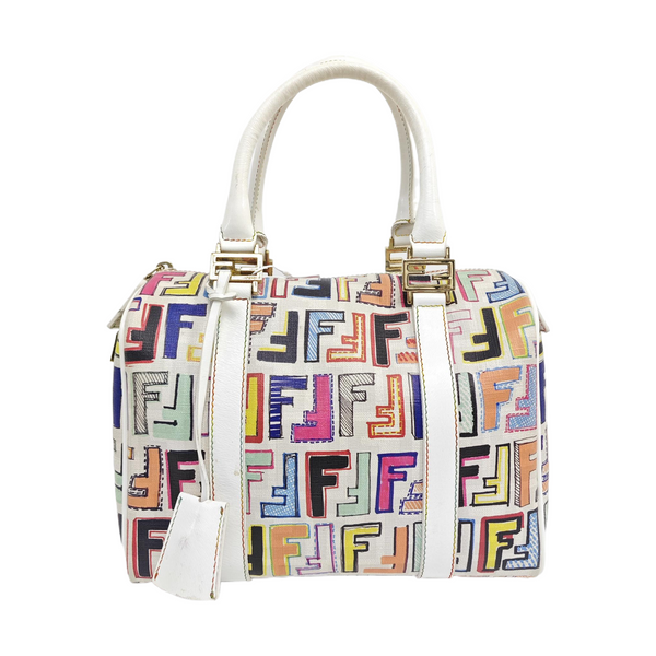 Coated Canvas Top Handle Bag White