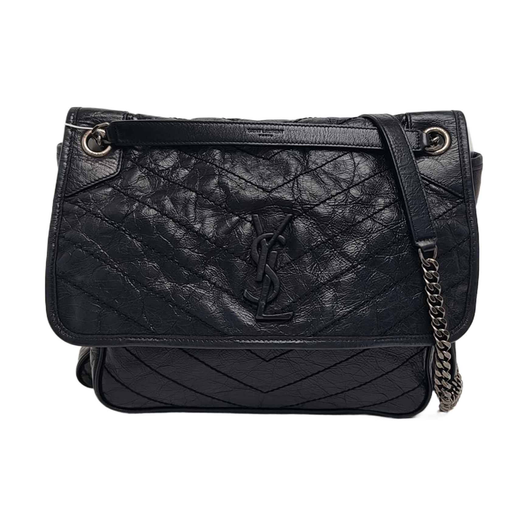 NIKI Large Chevron Calfskin Black