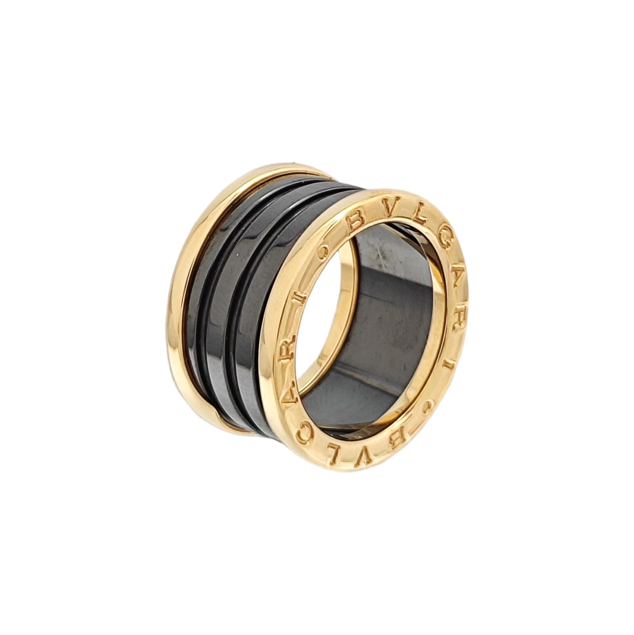 B.ZERO1 18k Rose Gold Black Ring EU 52