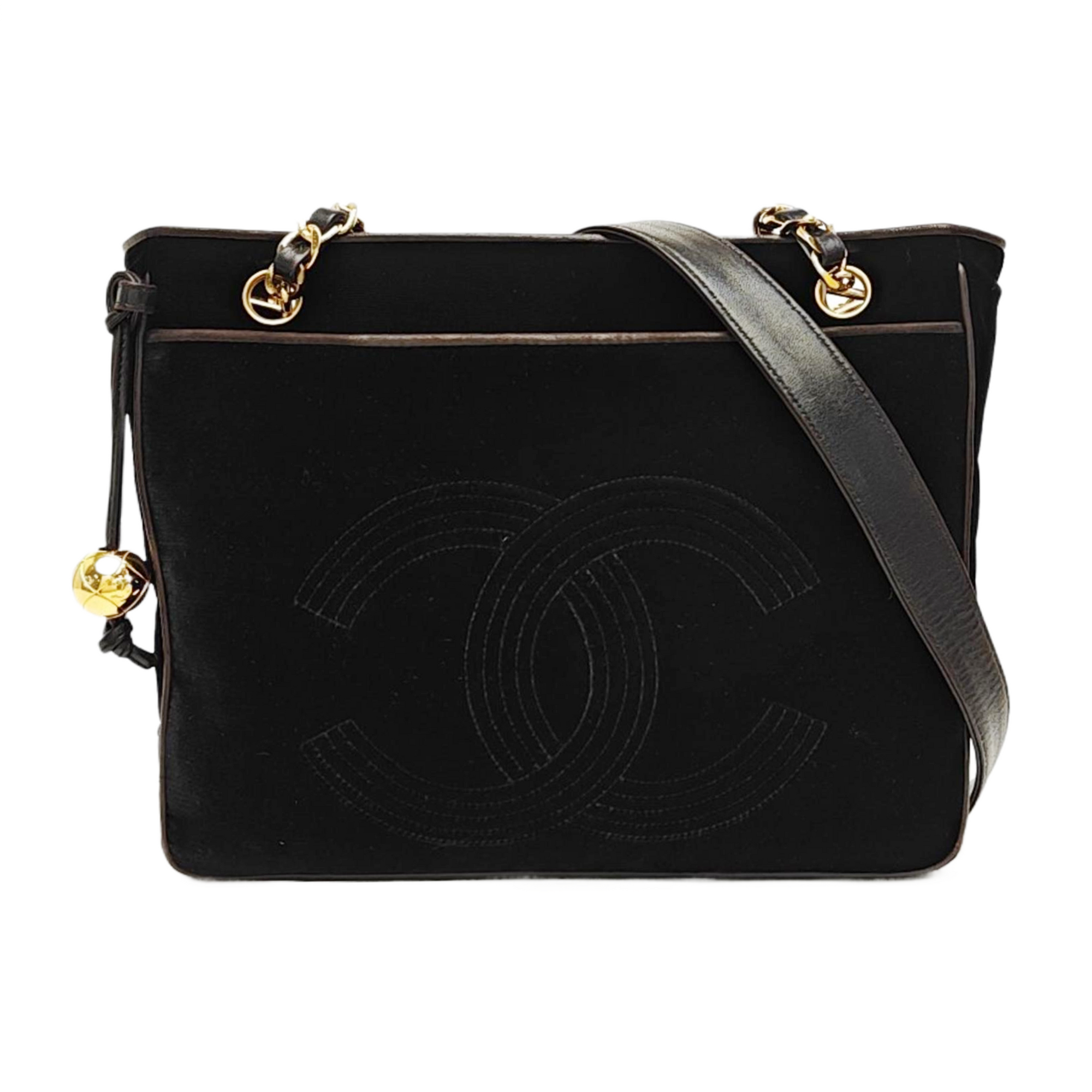 Quilted Fabric Shoulder Bag Black