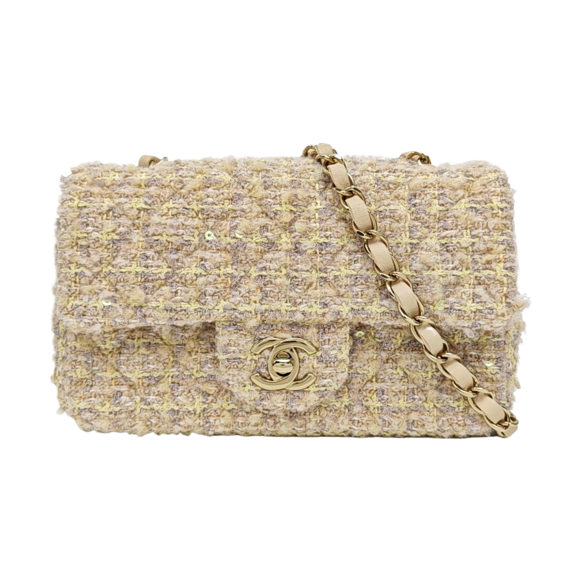 CLASSIC FLAP Mini Quilted Wool Beige