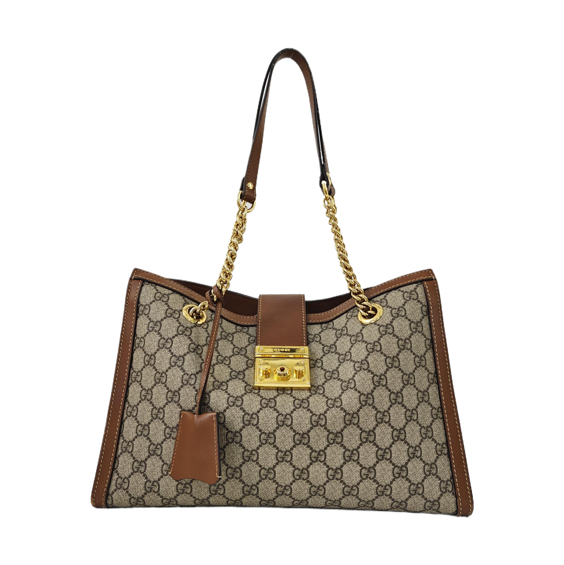 Padlock Medium Monogram Coated Canvas Beige
