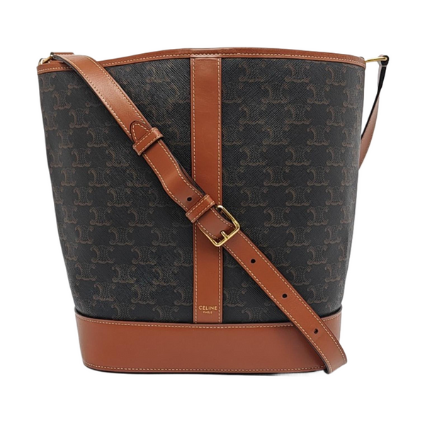 Authenticated pre-owned  TRIOMPHE CANVAS Medium Coated Canvas Brown - Bucket Bag at Looply