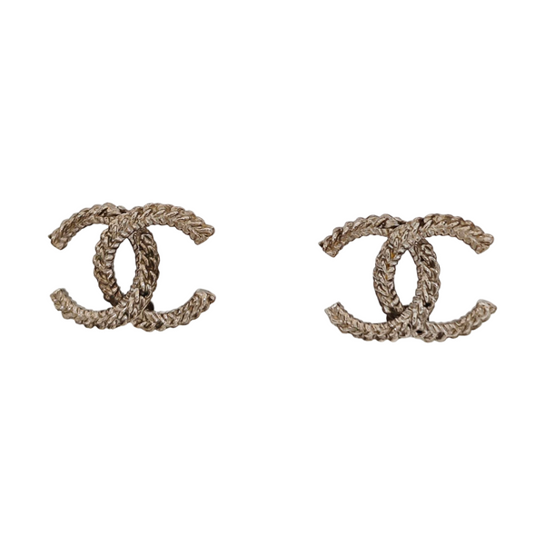 CC Logo Metal Gold Stud Earrings