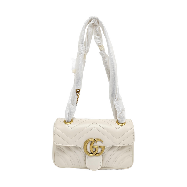 GG Marmont Small Quilted Calfskin White
