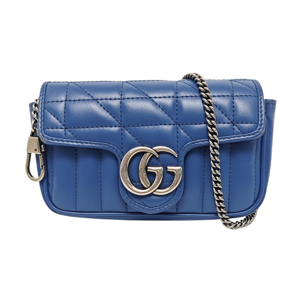 GG Marmont Mini Quilted Calfskin Blue