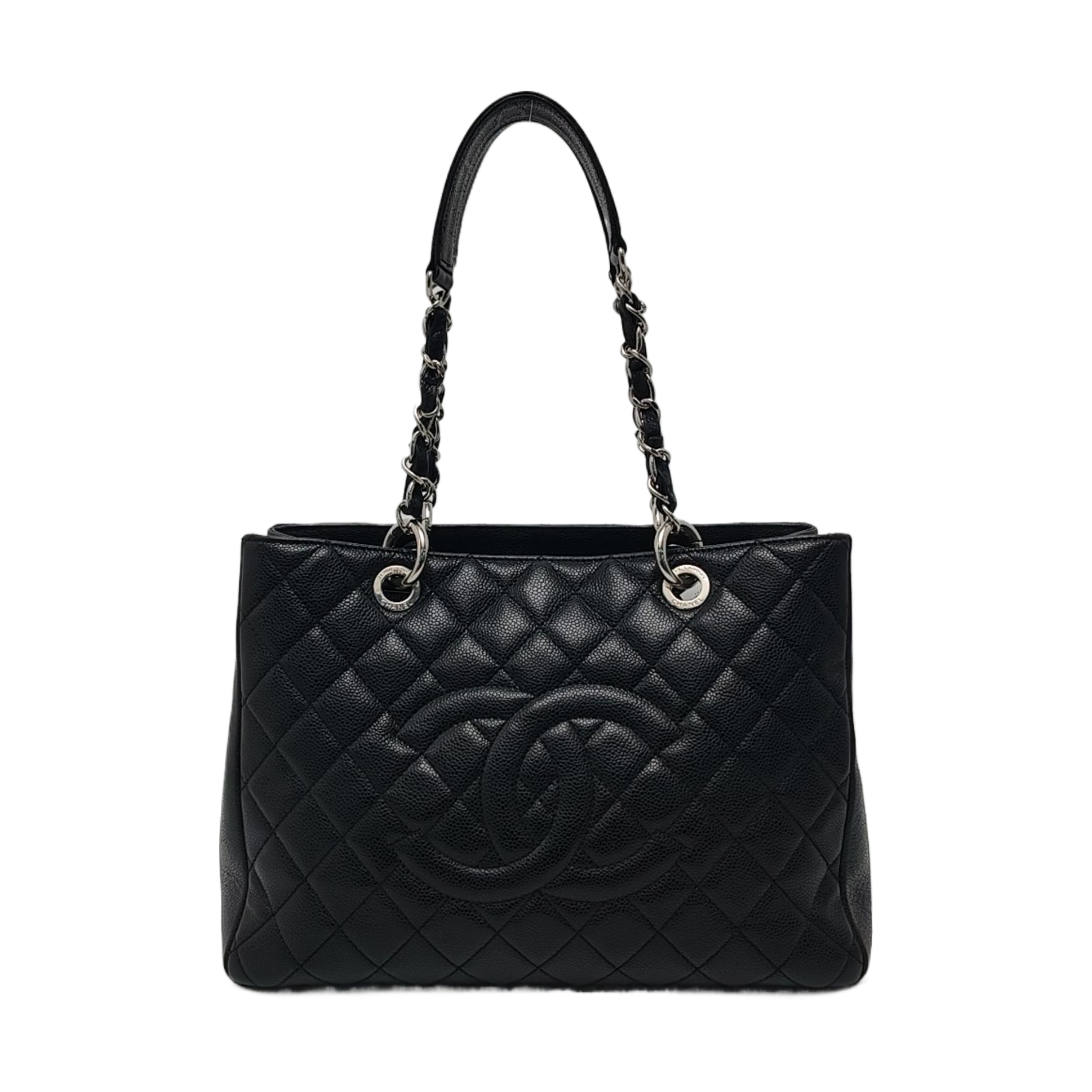 CHANEL GST Large Quilted Grained Calfskin Black