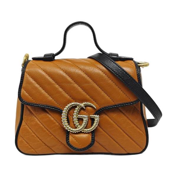 GG Marmont Mini Quilted Calfskin Brown