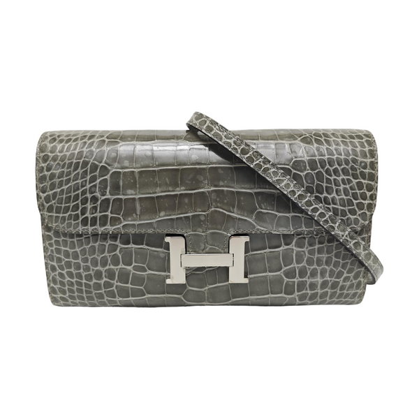 Constance 18 Shiny Porosus Crocodile Gray