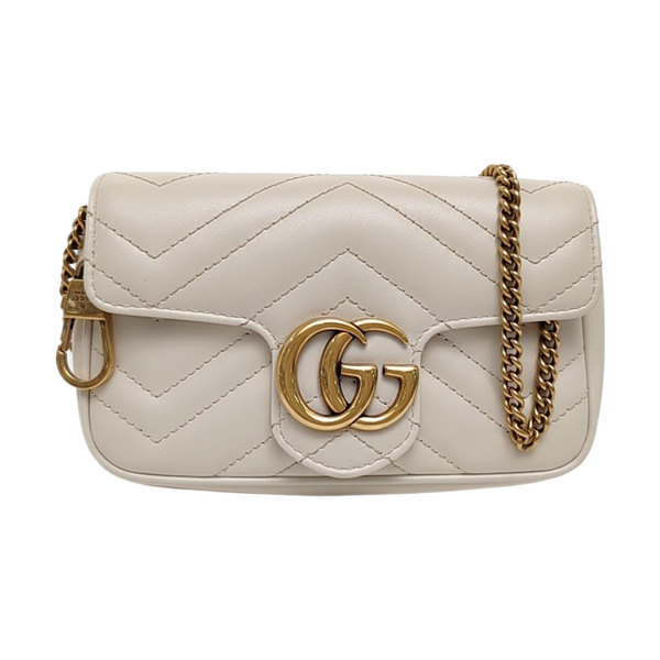 GG Marmont Mini Quilted Calfskin White
