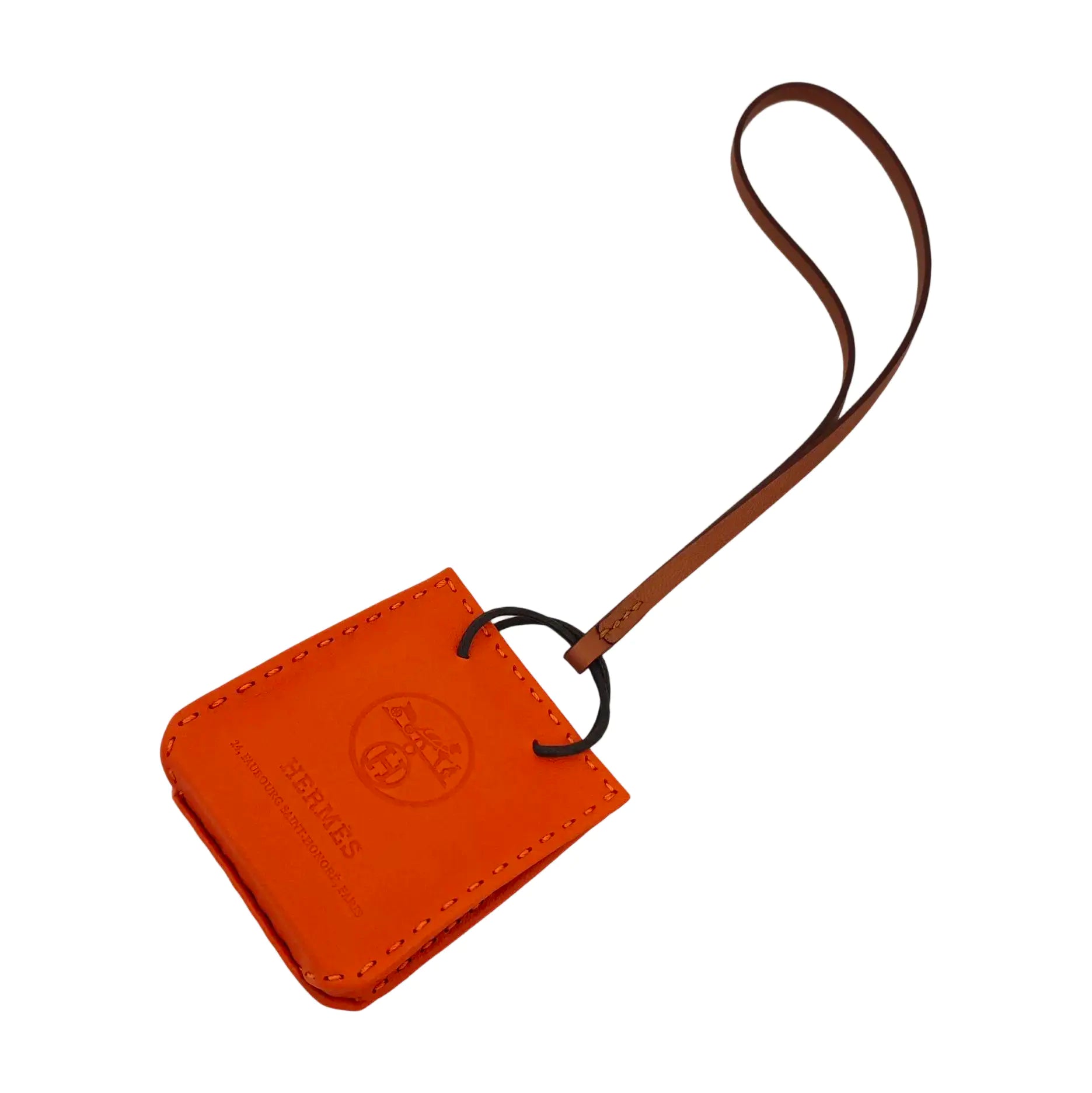 Leather Bag Charm Orange
