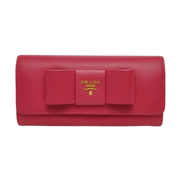 Fiocco Bow Calfskin Pink Wallet
