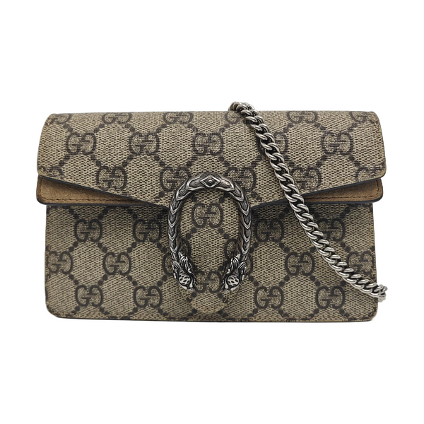 Dionysus Super Mini Monogram Coated Canvas Beige