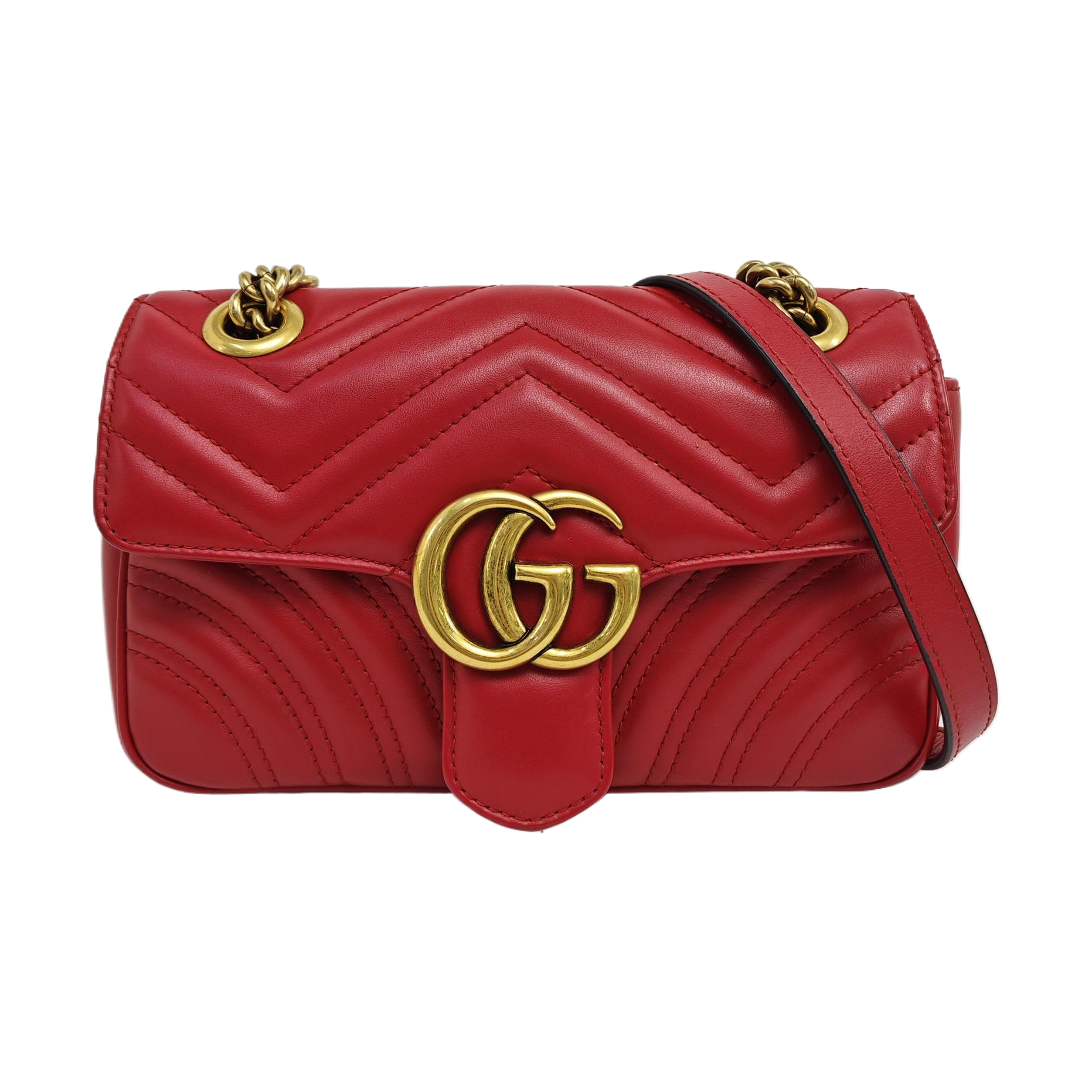 GG Marmont Small Quilted Calfskin Red