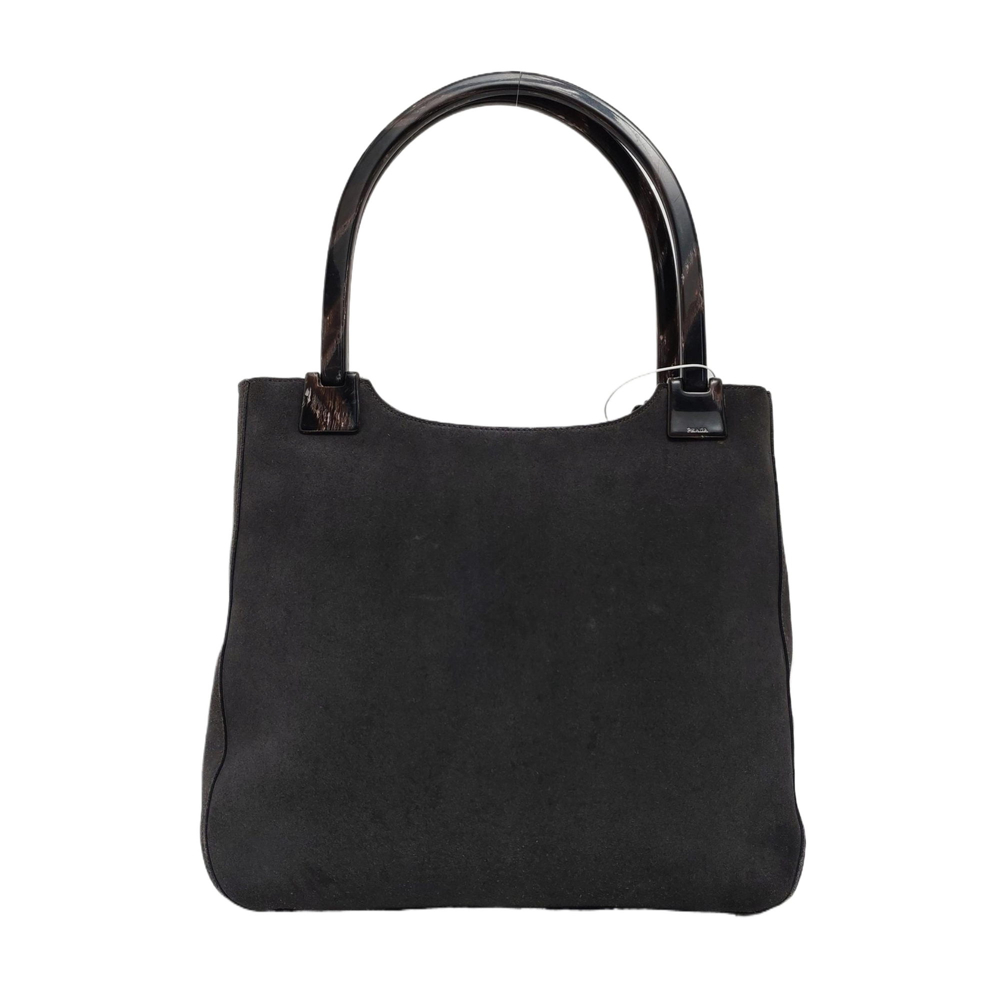 Suede Top Handle Bag Gray