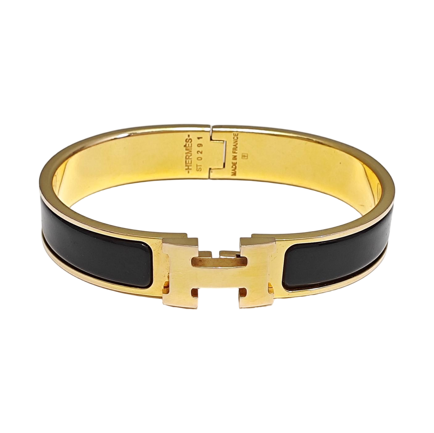 Clic H Metal Black Bangle